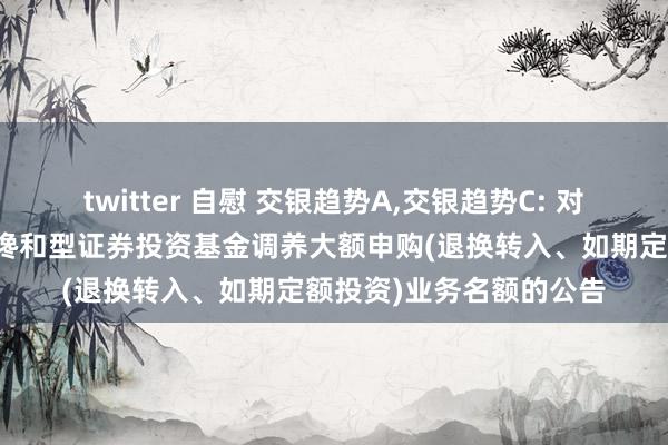 twitter 自慰 交银趋势A,交银趋势C: 对于交银施罗德趋势优先搀和型证券投资基金调养大额申购(退换转入、如期定额投资)业务名额的公告